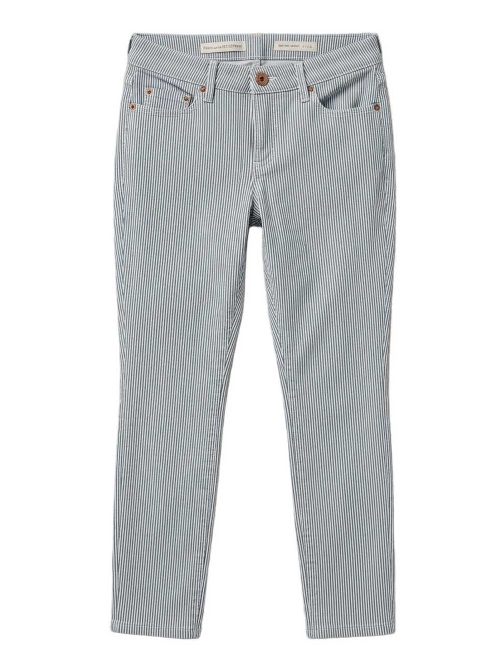 Anthropologie Pilcro Skinny Jeans Blue White Pinstripe Mid Rise Stretch Size 31